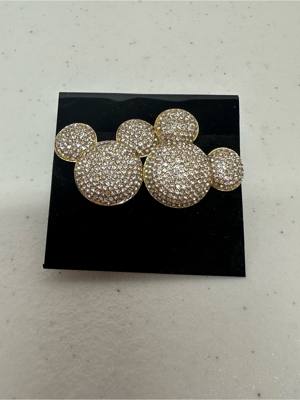 Disney x BaubleBar Mickey Mouse Pavé Crystal Gold Tone Stud Earrings